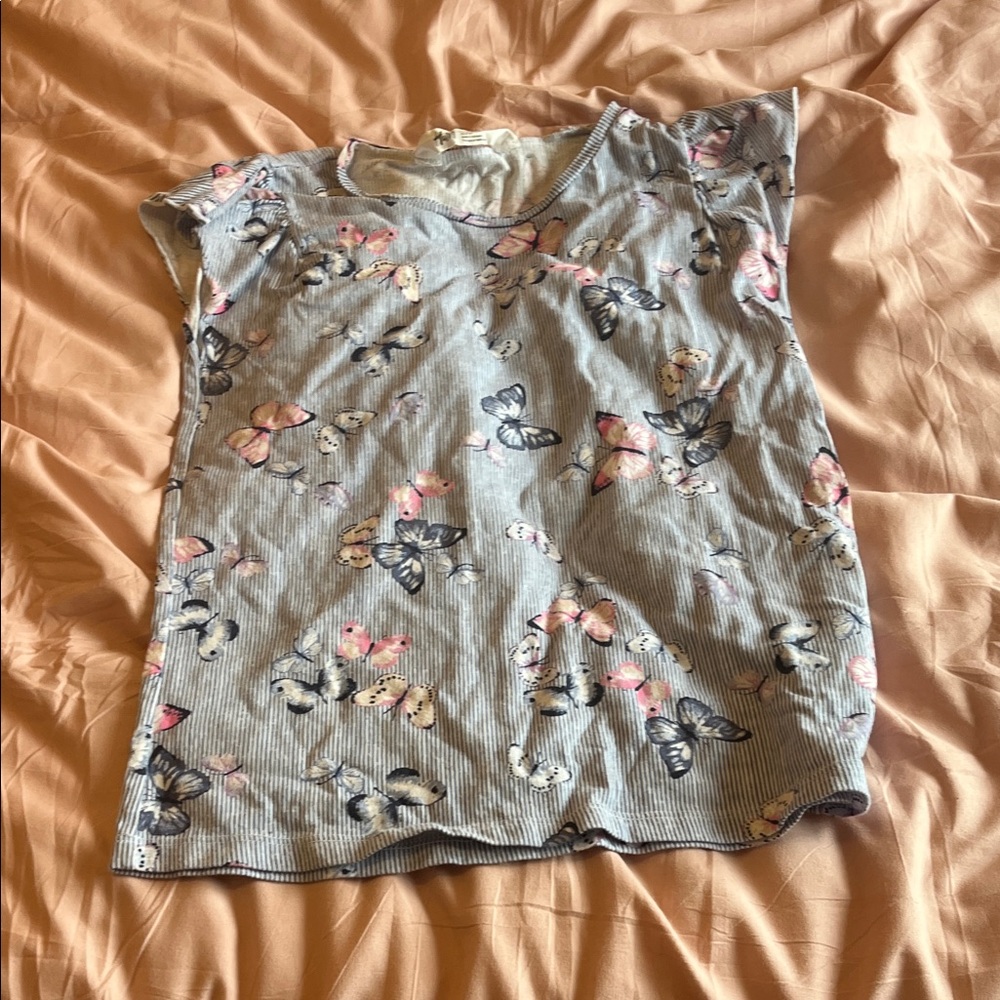 H&M Gray Butterfly Print Kids Tee